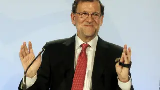 Mariano Rajoy durante la clausura de una conferencia con los portavoces parlamentarios de su partido en España.