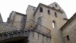 La iglesia fortaleza de San Esteban de Sos del Rey Católico, donde se quedó encerrado el atrapado el anciano.