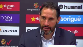 Vicente Moreno, entrenador del Nástic de Tarragona, en rueda de prensa.