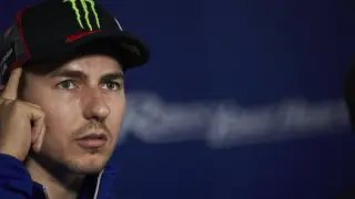 Jorge Lorenzo en la presentación del acuerdo entre Telefónica y el parque deportivo Open Camp en Barcelona.