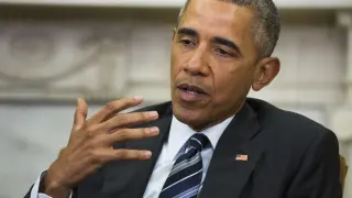 Barack Obama durante la reunión con sus consultores sobre la masacre en Orlando.