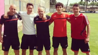 César Laínez, Ander Herrera, Andrés Ubieto, Jesús Vallejo y Alberto Zapater, este miércoles en la Ciudad Deportiva del Real Zaragoza.