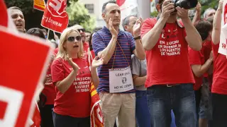 Protesta de trabajadores de Lear Épila en Zaragoza