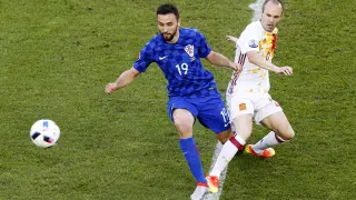 Una jugada del encuentro en el que Croacia se impuso a España