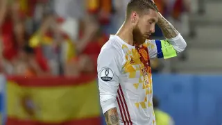 Ramos se lamenta tras errar el penalti ante Croacia.