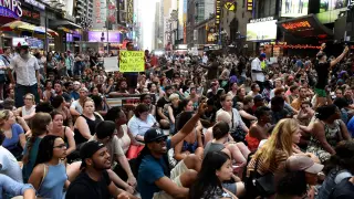 Un momento de la manifestación celebrada en Times Square