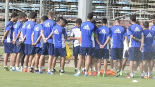 Luis Milla dirige su primer entrenamiento al frente del Real Zaragoza