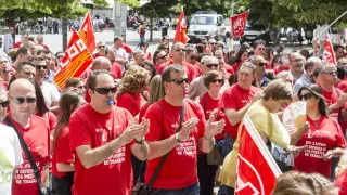 Protesta de trabajadores de Lear en Zaragoza, el pasado 18 de junio.