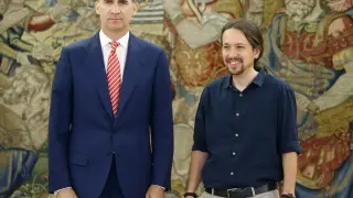 Pablo Iglesias ha acudido al Palacio de la Zarzuela para reunirse con el Rey.