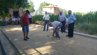 Celebración del campeonato de petanca ayer.