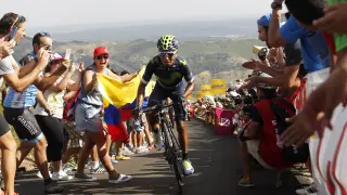 Nairo Quintana en los últimos kilómetros de la etapa de este lunes.