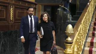 Soraya Sáenz de Santamaría a su llegada al Congreso este miércoles.