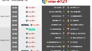 Partidos de la 10ª jornada de Segunda División.