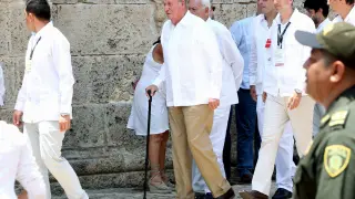 El rey Juan Carlos, en su visita a Cartagena con motivo de la firma del acuerdo de paz en Colombia.