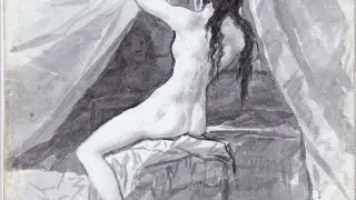 'Mujer desnuda mirándose al espejo', uno de los dibujos del Álbum B