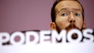 l secretario de Organización de Podemos, Pablo Echenique, durante una rueda de prensa