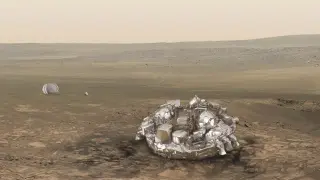 Recreación de la sonda europea en Marte.