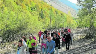 Alcaldes de parques nacionales de toda España ayer en su visita al valle de Pineta