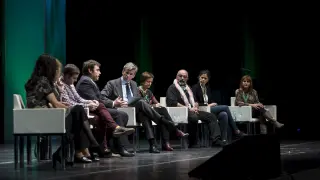 Quintana, Guayart, Alfaro, Lambea, Iturbe, Escandil, León, Martínez y García, ayer en el Congreso.