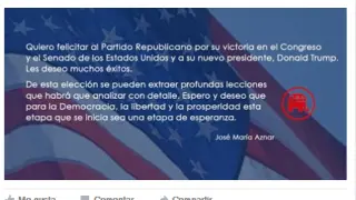 Mensaje de Aznar en Facebook