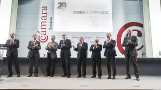 Rey y Osborne, junto a los expresidente de AEFA Enériz, Balet, Morte, Gil, Villarroya y Lacasa.