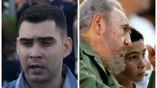 Izquierda, Elián González durante los actos en homenaje a Fidel Castro, y derecha, junto al líder cubano en 2005.