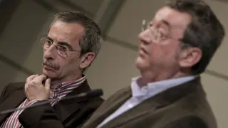 El responsable de Acción Sindical de CC. OO., Ramón Górriz -izda.-, y el secretario de Acción Sindical de UGT, Toni Ferrer, en una imagen de archivo.