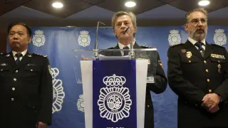 El comisario general de la Policía Judicial, Eloy Quirós, en la rueda de prensa sobre el caso 'Wall'.
