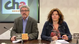 Los diputados de CHA, Gregorio Briz y Carmen Martínez.