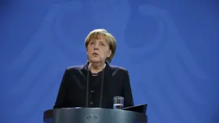 La canciller alemana, Angela Merkel, en su declaración ante los medios tras el atentado.