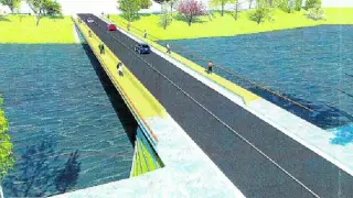 Una primera idea. El Ayuntamiento encargó un primer boceto del paso sobre el río a un estudio de ingeniería. Esta es una de las ideas propuestas, que no la solución definitiva, con espacio para coches y peatones.