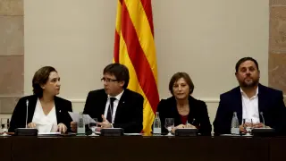 Ada Colau, Carles Puigdemont, Carme Forcadell y Oriol Junqueras.