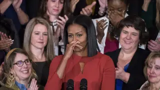 Michelle Obama en su discurso de este viernes.