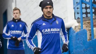 Marcelo Silva, antes de un entrenamiento con el Real Zaragoza.