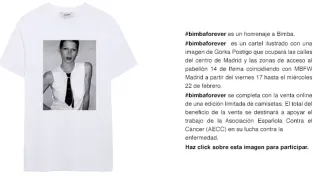 Camiseta que ha puesto a la venta David Delfín en su web para rendir homenaje a Bimba Bosé y recabar dinero contra el cáncer.