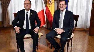 Mariano Rajoy y François Hollande en la reunión de este lunes.