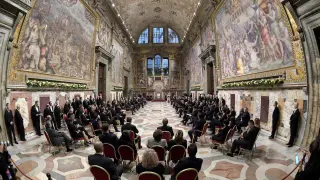 El Papa Francisco ha asegurado ante los líderes europeos que "sin ideales" Europa corre riesgo de morir