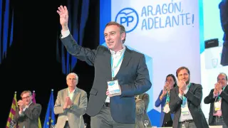Luis María Beamonte, tras ser elegido casi por unanimidad como nuevo presidente del PP de Aragón.