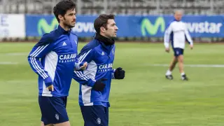 Edu García y Cani, en plena carrera continua durante un entrenamiento.