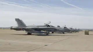 Los F-18, que partieron de la Base Aérea de Zaragoza hacia Estonia, en una foto de archivo.
