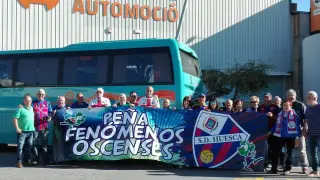 Más de 120 aficionados del Huesca se han desplazado hasta Gerona