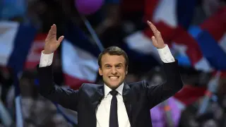 Una imagen de archivo de Macron durante la campaña electoral