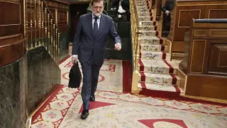 Rajoy, a su llegada al Congreso.