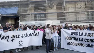 Manifestación en la plaza de España.