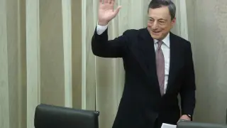 Mario Draghi durante la comparecencia de este miércoles.