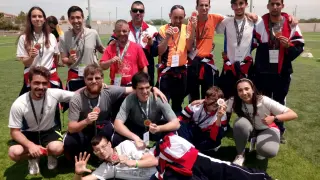 Integrantes del equipo aragonés de Special Olympic Aragón, ganadores del último campeonato nacional de Fútbol 7 Unificado.