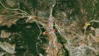 Lugar donde se ha accidentado un motorista en Noguera de Albarracín