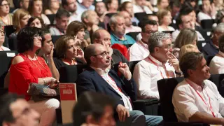 Javier Lambán, este sábado en el plenario del congreso que celebra el PSOE federal en Madrid.
