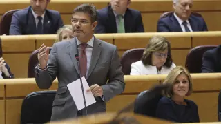 Rafael Catalá este martes en la sesión de control al Gobierno en el Senado.