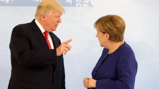 La canciller alemana, Angela Merkel, y el presidente de EE.UU., Donald Trump.